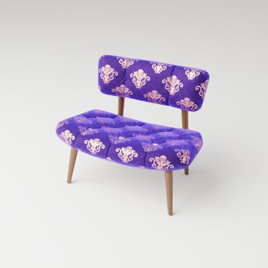 Loveseat, purple damask