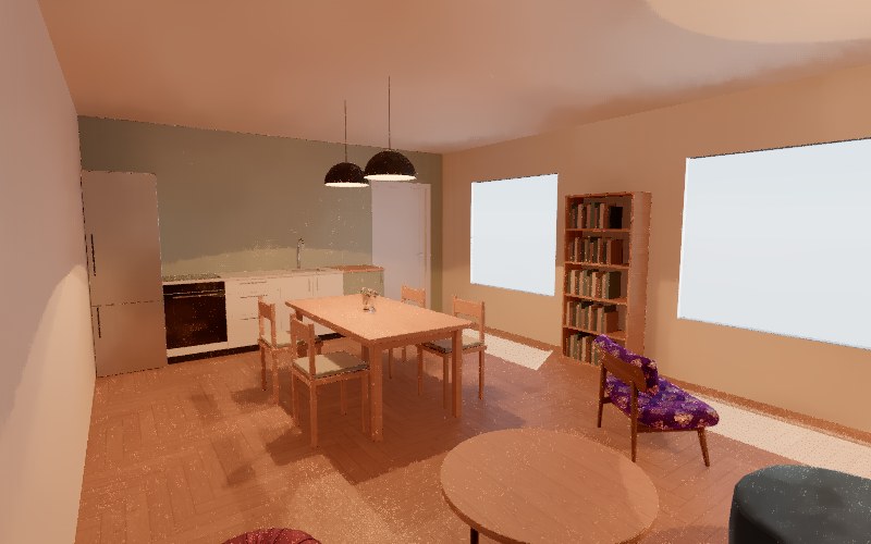 A rendered picture of the room at eye height