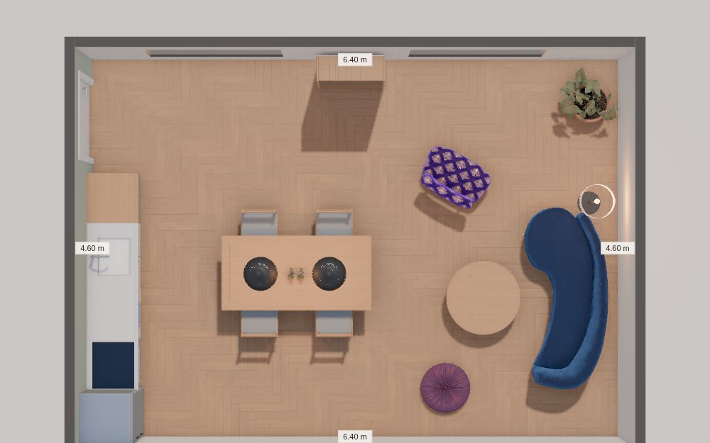 The room seen from above with its wall lengths